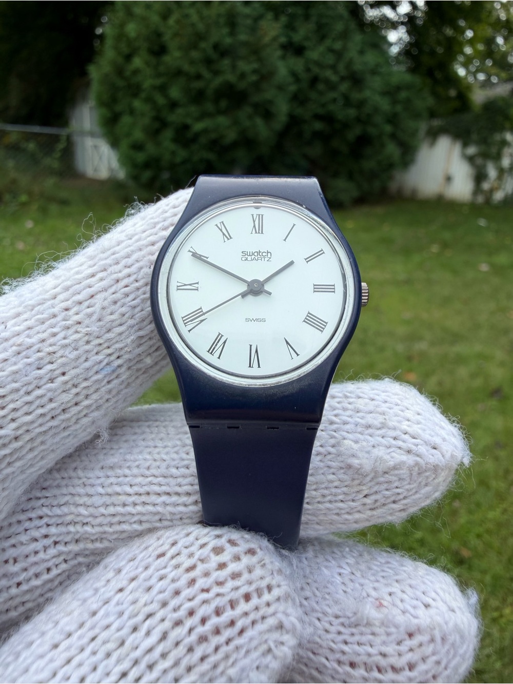 Vintage 1984 Swatch Watch Navy Roman GN702 Swiss Quartz 34mm No-Date